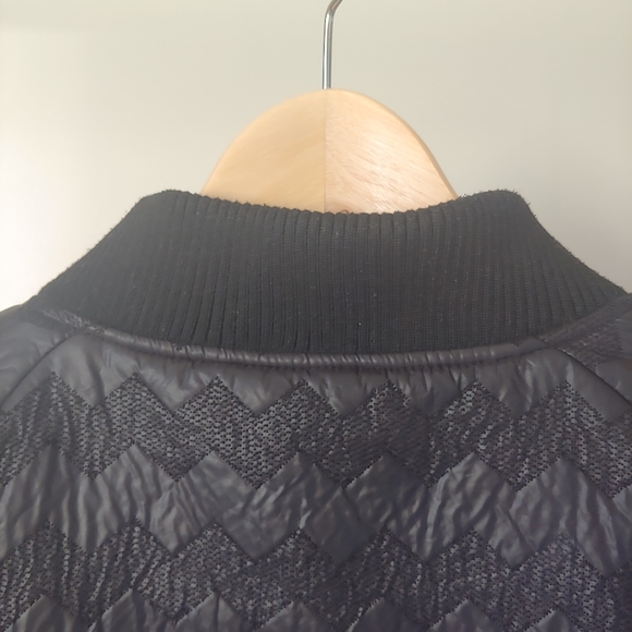 Anthropologie Numph Black Chevron Quilted Jacket Size Medium - Picture 9 of 16